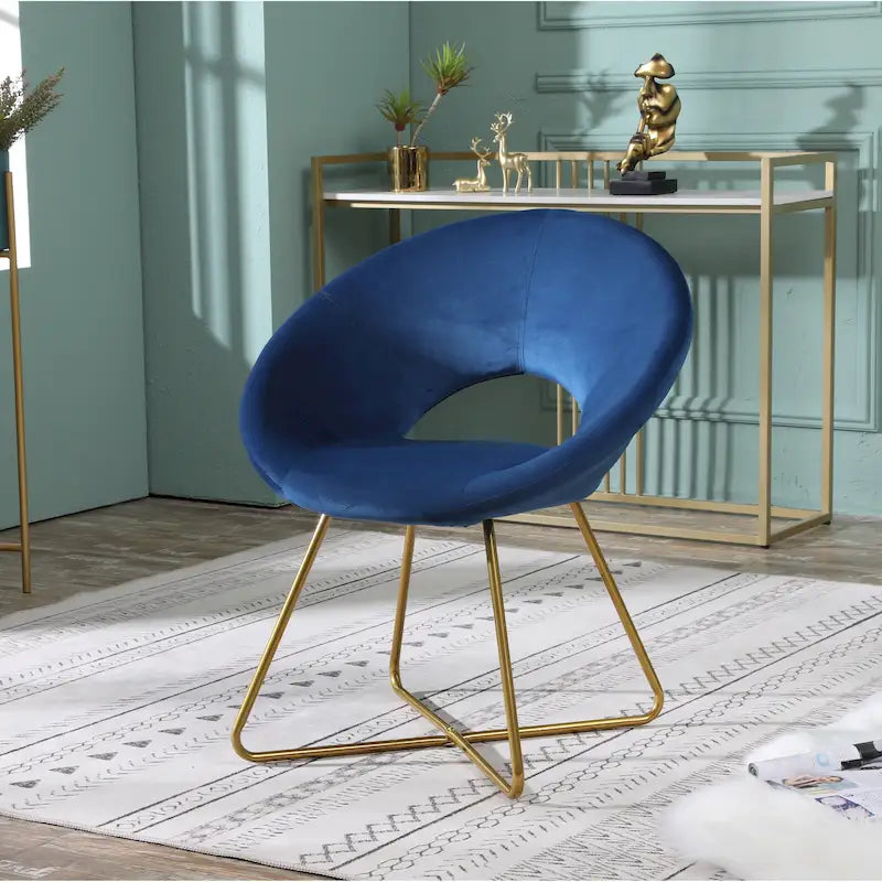 Fauteuil d'appoint en velours avec piètement luge doré