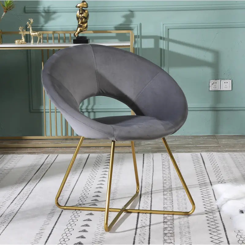 Fauteuil d'appoint en velours avec piètement luge doré