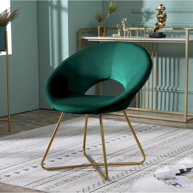 Fauteuil d'appoint en velours avec piètement luge doré