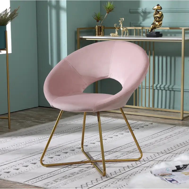 Fauteuil d'appoint en velours avec piètement luge doré