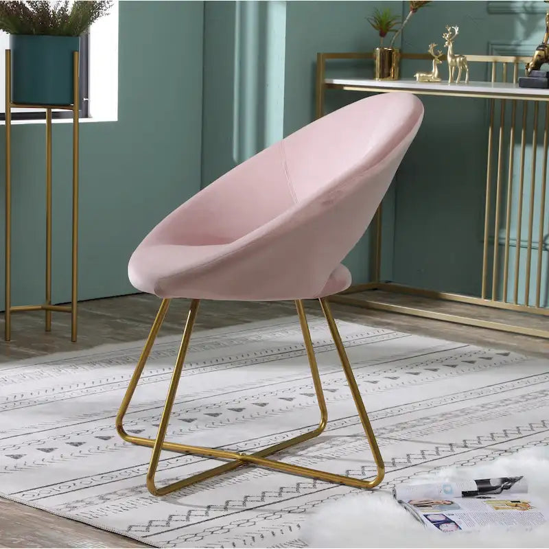 Fauteuil d'appoint en velours avec piètement luge doré