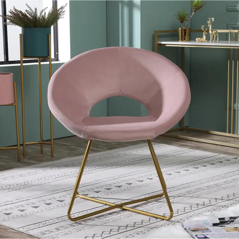 Fauteuil d'appoint en velours avec piètement luge doré