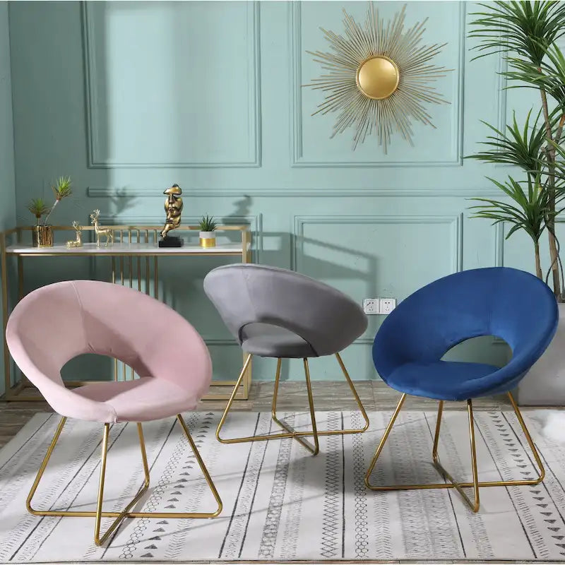 Fauteuil d'appoint en velours avec piètement luge doré