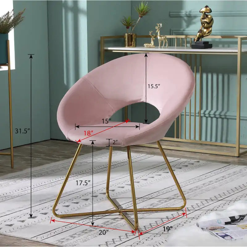 Fauteuil d'appoint en velours avec piètement luge doré