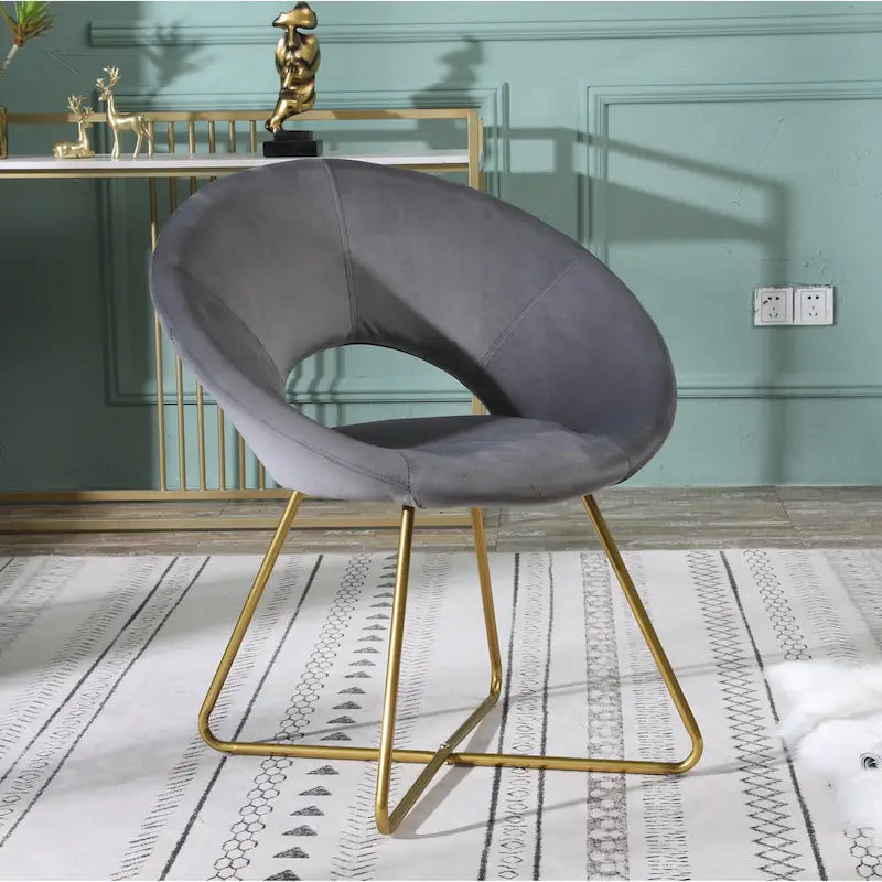 Fauteuil d'appoint en velours avec piètement luge doré