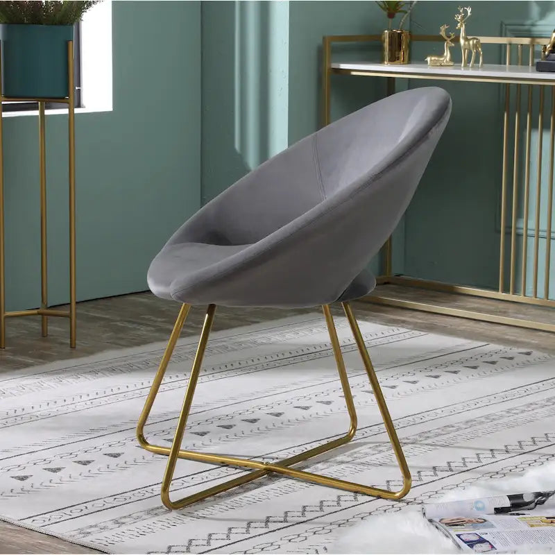 Fauteuil d'appoint en velours avec piètement luge doré