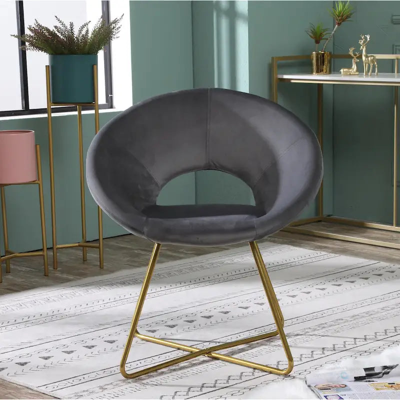 Fauteuil d'appoint en velours avec piètement luge doré