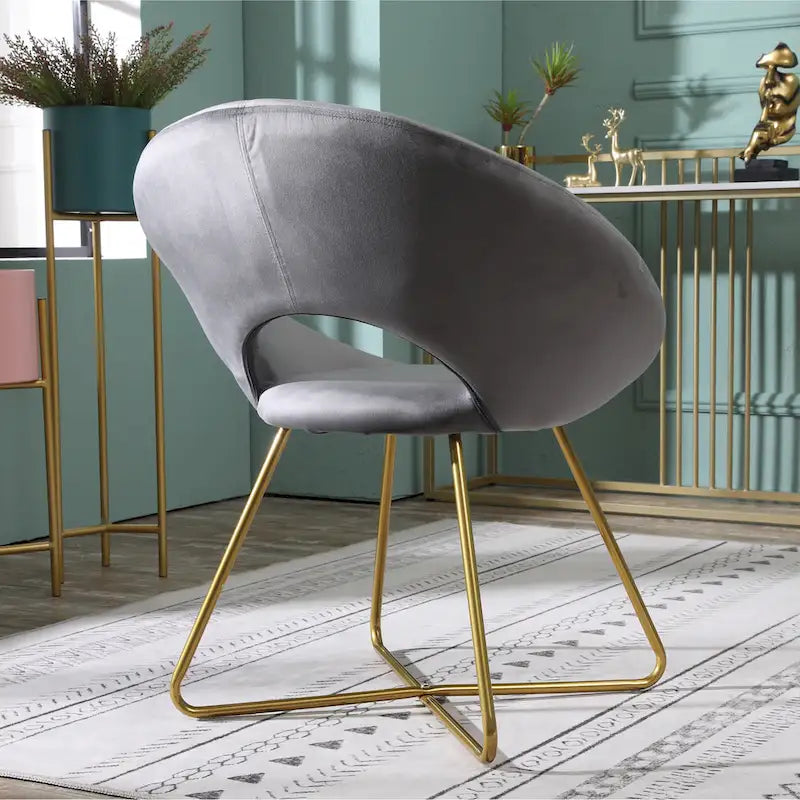 Fauteuil d'appoint en velours avec piètement luge doré