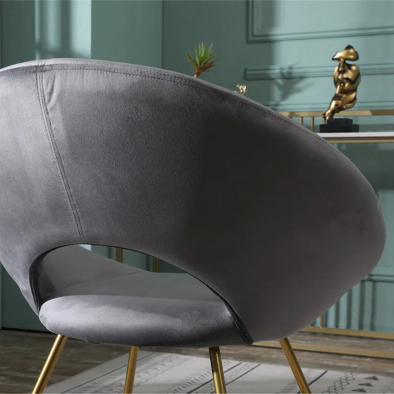 Fauteuil d'appoint en velours avec piètement luge doré