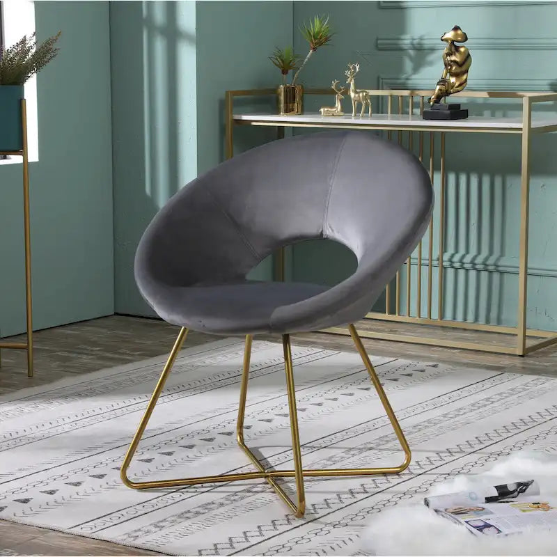 Fauteuil d'appoint en velours avec piètement luge doré