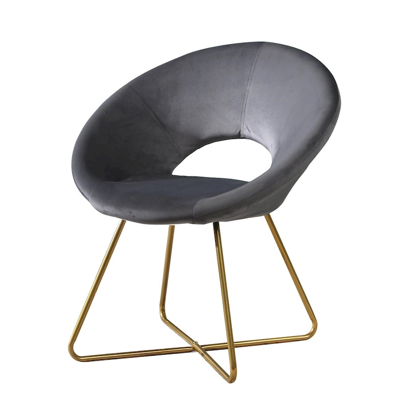 Fauteuil d'appoint en velours avec piètement luge doré