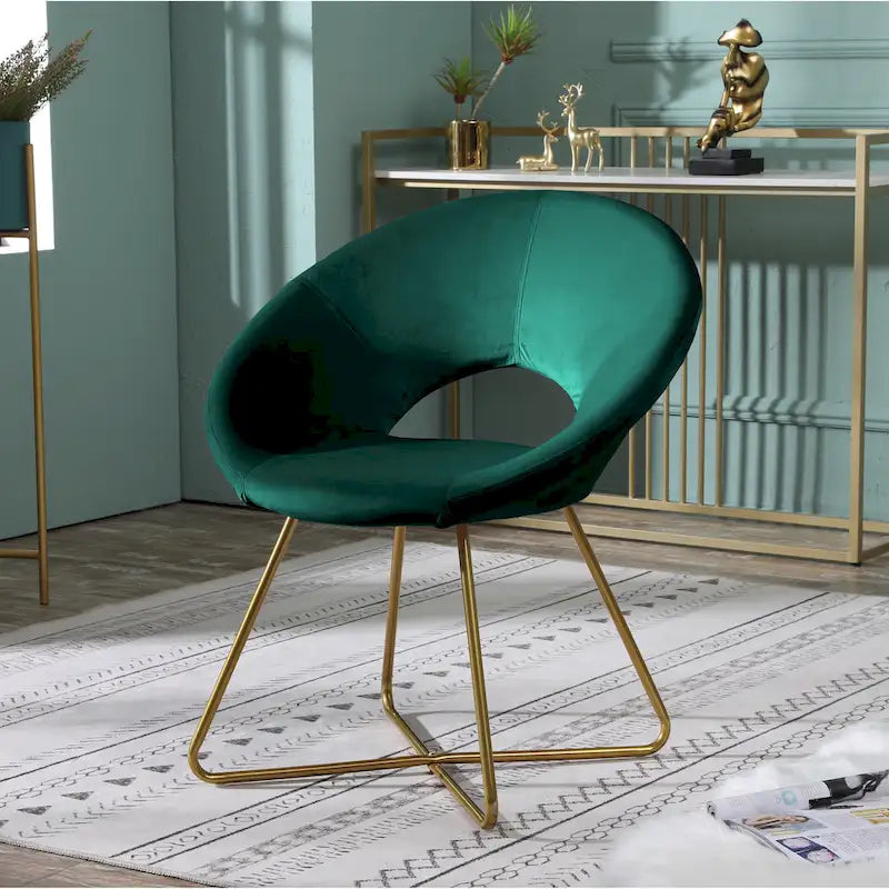Fauteuil d'appoint en velours avec piètement luge doré
