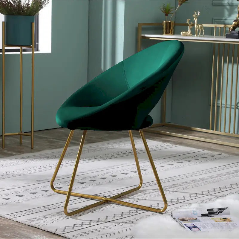 Fauteuil d'appoint en velours avec piètement luge doré