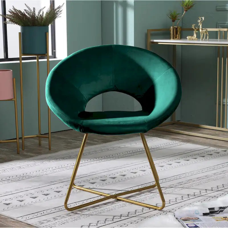 Fauteuil d'appoint en velours avec piètement luge doré