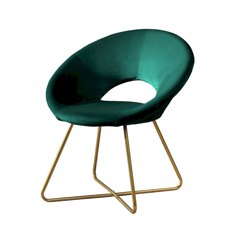 Fauteuil d'appoint en velours avec piètement luge doré