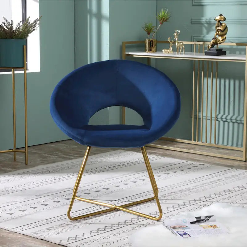 Fauteuil d'appoint en velours avec piètement luge doré