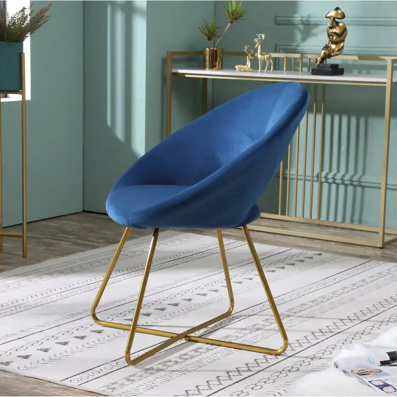 Fauteuil d'appoint en velours avec piètement luge doré