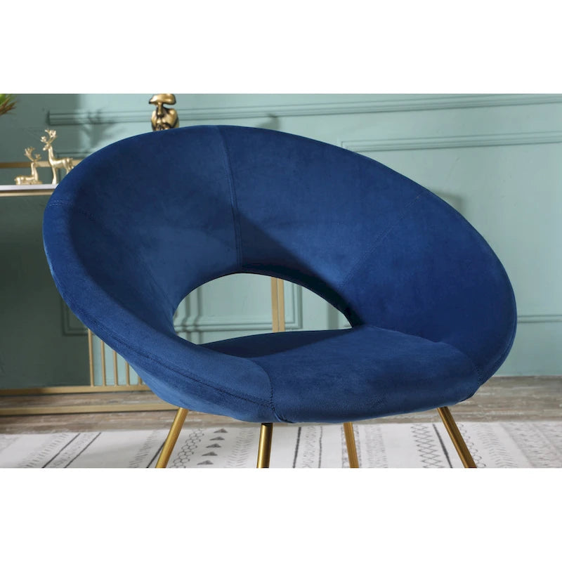Fauteuil d'appoint en velours avec piètement luge doré