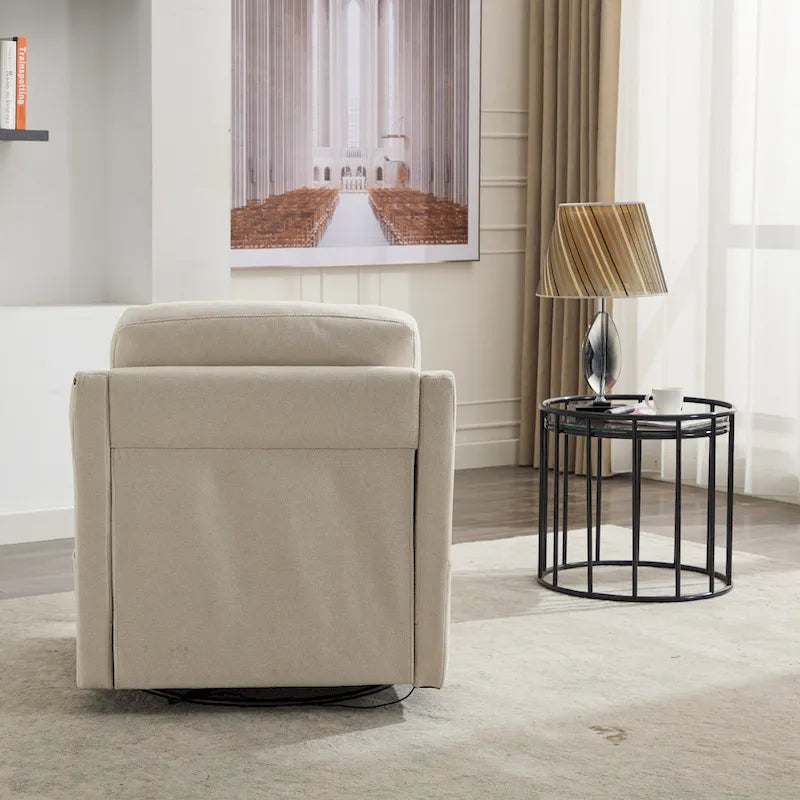 Fauteuil d'appoint pivotant moderne avec port de chargement USB