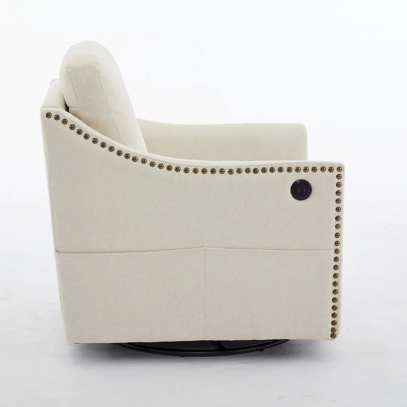 Fauteuil d'appoint pivotant moderne avec port de chargement USB