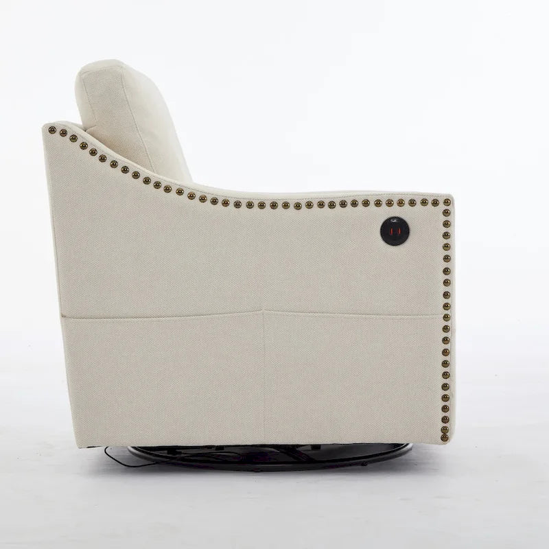 Fauteuil d'appoint pivotant moderne avec port de chargement USB