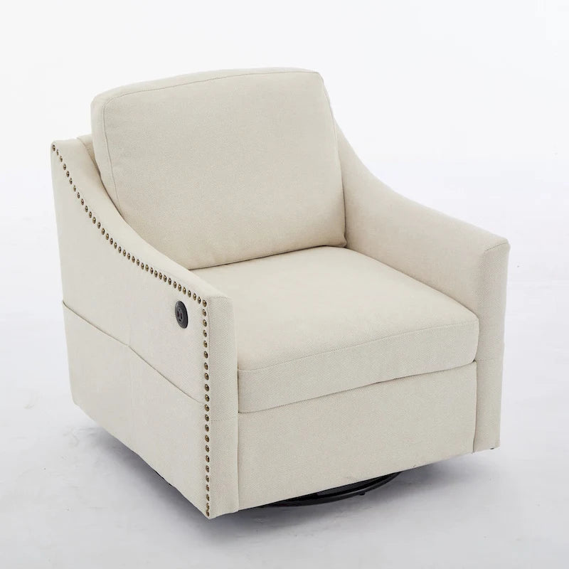 Fauteuil d'appoint pivotant moderne avec port de chargement USB