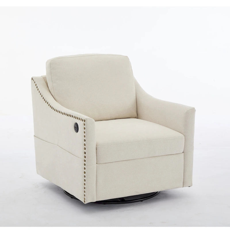 Fauteuil d'appoint pivotant moderne avec port de chargement USB