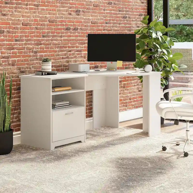 Bureau d'angle en L de 60 W avec rangement pour bureau à domicile