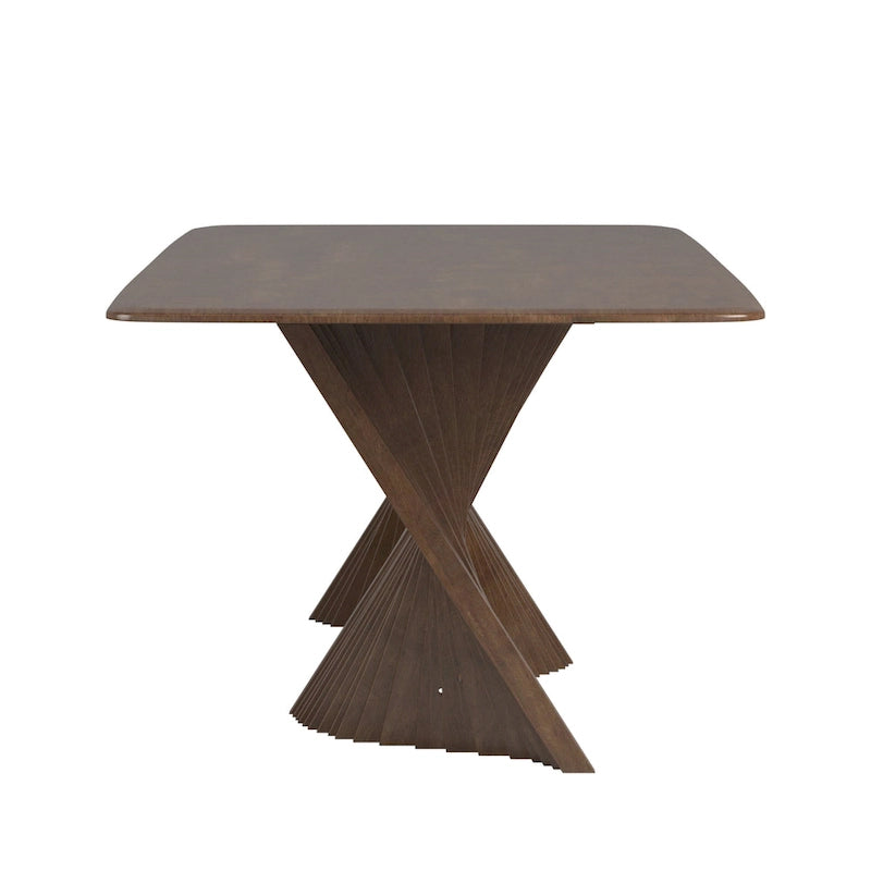 Table à manger en hévéa massif Wave Base