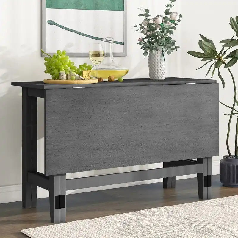 Table de salle à manger rustique à abattants – Design de ferme peu encombrant avec plateau en bois extensible – 47,00 po l. x 36,00 po P x 30,00 po H