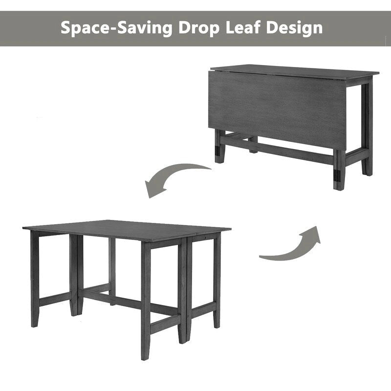 Table de salle à manger rustique à abattants – Design de ferme peu encombrant avec plateau en bois extensible – 47,00 po l. x 36,00 po P x 30,00 po H