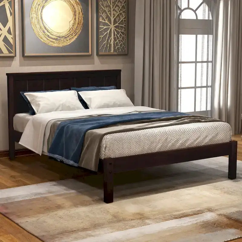 Black Twin Pine Platform Bed Frame with Headboard and Storage - No Box Spring Needed