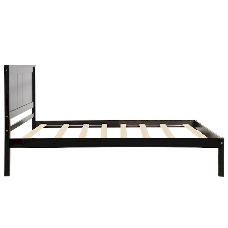 Cadre de lit simple en pin avec tête de lit et rangement sous le lit
