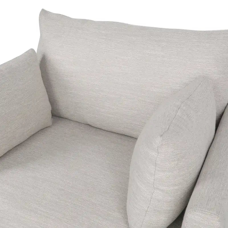 Fauteuil Club Rembourré avec Coussins Décoratifs et Pieds en Noyer