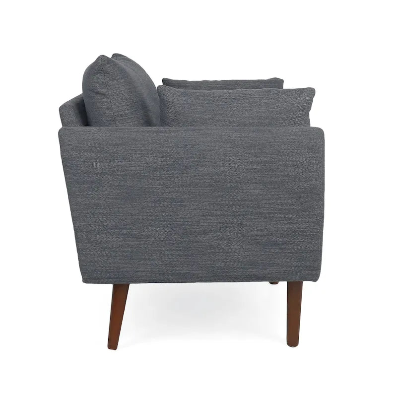 Fauteuil Club Rembourré avec Coussins Décoratifs et Pieds en Noyer