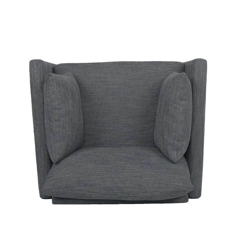 Fauteuil Club Rembourré avec Coussins Décoratifs et Pieds en Noyer