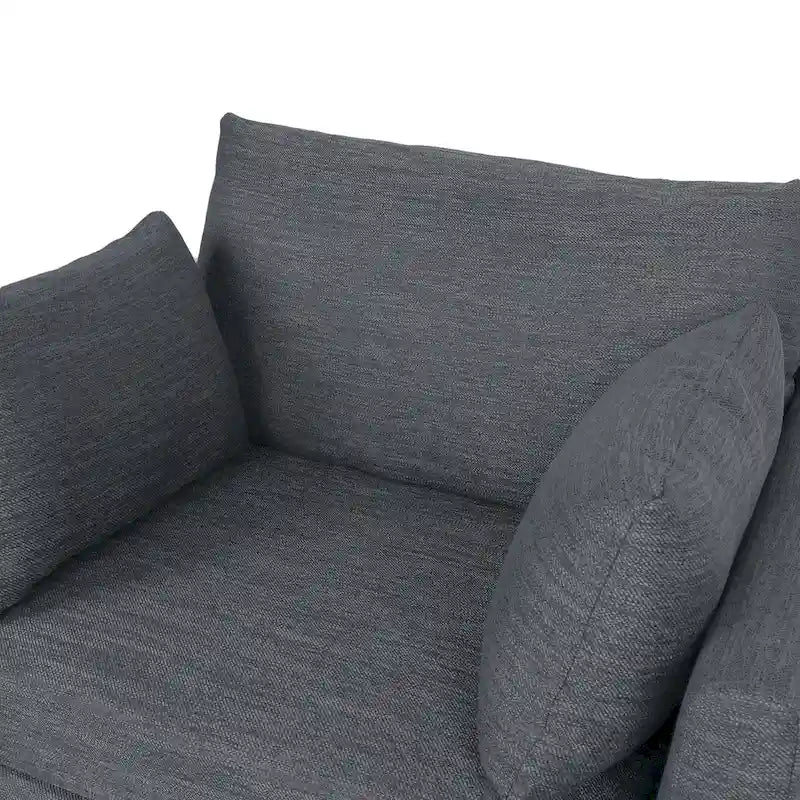 Fauteuil Club Rembourré avec Coussins Décoratifs et Pieds en Noyer