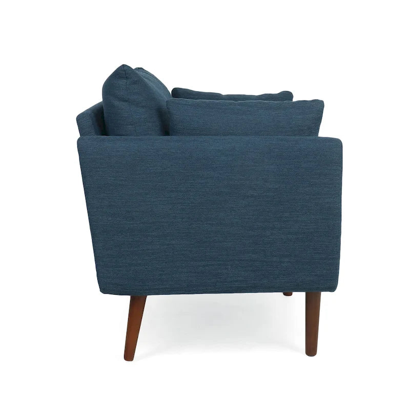 Fauteuil Club Rembourré avec Coussins Décoratifs et Pieds en Noyer