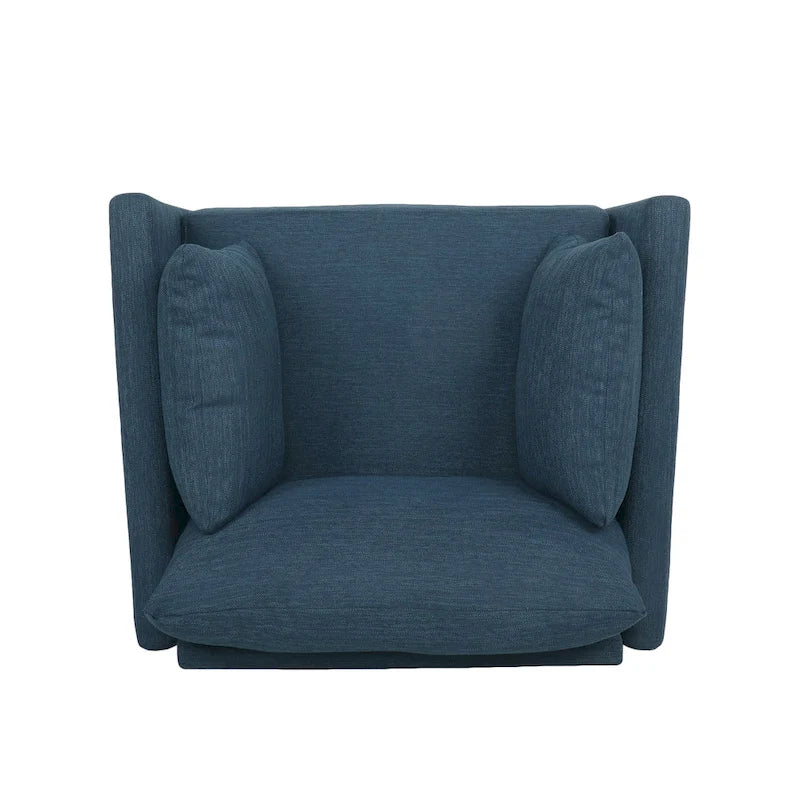 Fauteuil Club Rembourré avec Coussins Décoratifs et Pieds en Noyer
