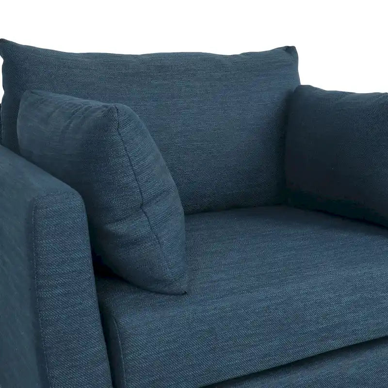 Fauteuil Club Rembourré avec Coussins Décoratifs et Pieds en Noyer