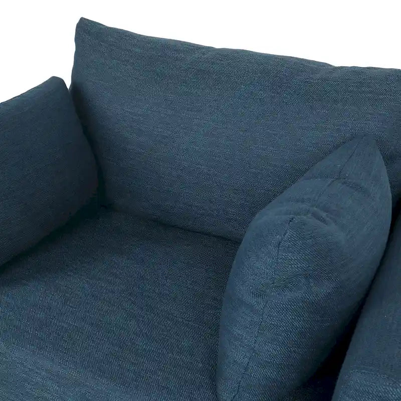 Fauteuil Club Rembourré avec Coussins Décoratifs et Pieds en Noyer