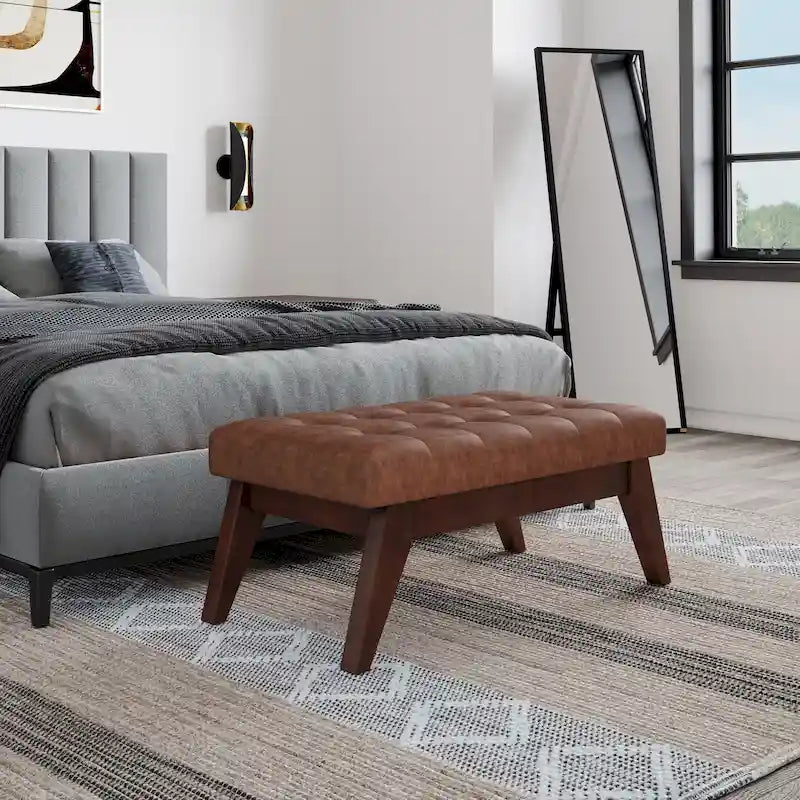 Banc Ottoman Rectangulaire Moderne du Milieu du Siècle de 40 Pouces