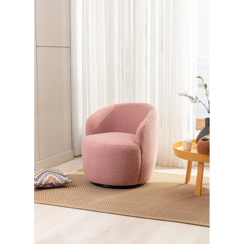 Fauteuil d'appoint pivotant en tissu Teddy, fauteuil club