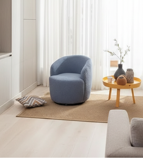 Teddy Fabric Swivel Accent Armchair Barrel Chair