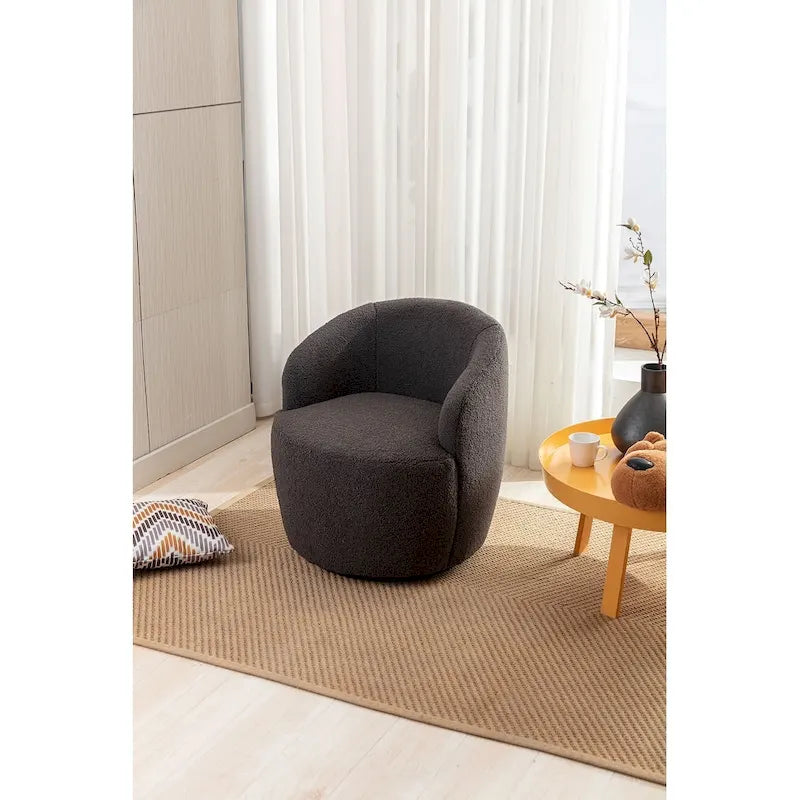 Fauteuil d'appoint pivotant en tissu Teddy, fauteuil club
