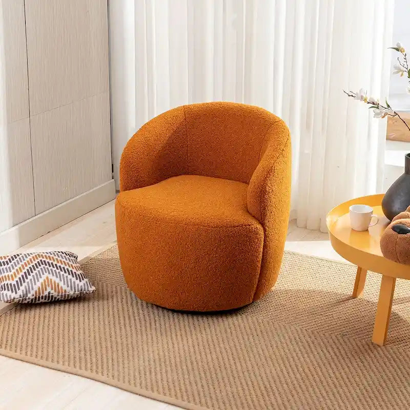Fauteuil d'appoint pivotant en tissu Teddy, fauteuil club