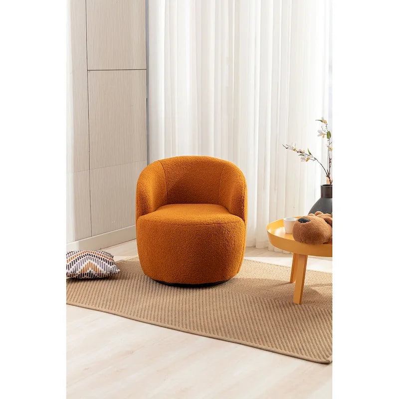 Fauteuil d'appoint pivotant en tissu Teddy, fauteuil club
