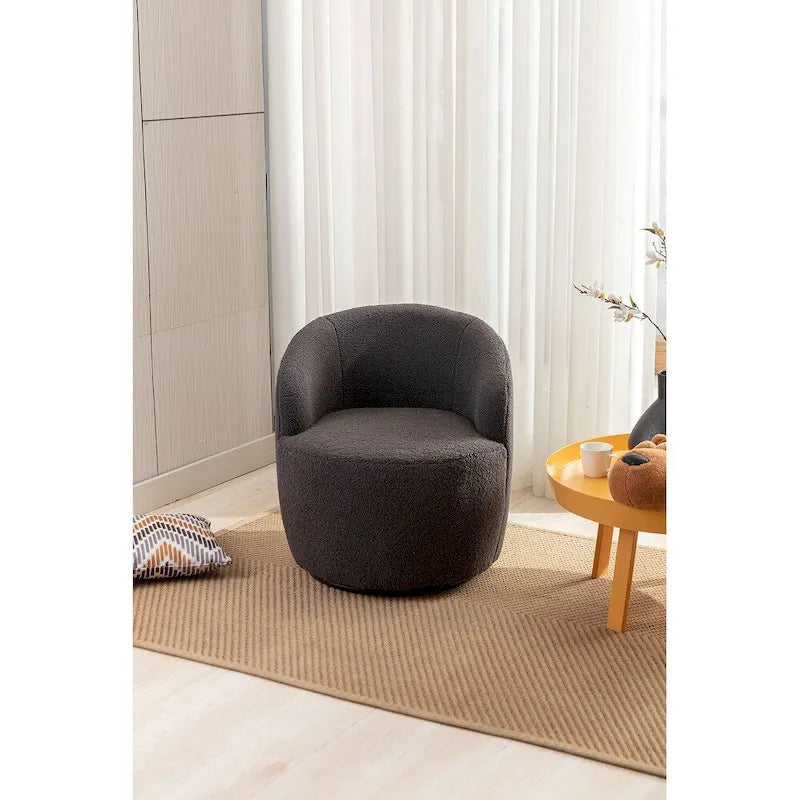 Fauteuil d'appoint pivotant en tissu Teddy, fauteuil club