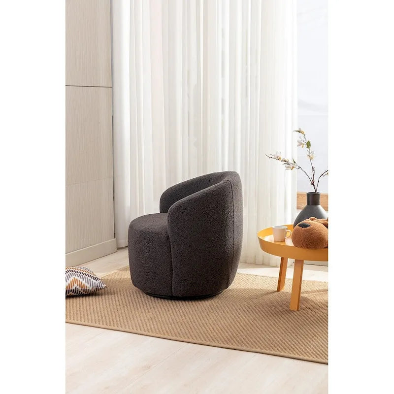 Fauteuil d'appoint pivotant en tissu Teddy, fauteuil club