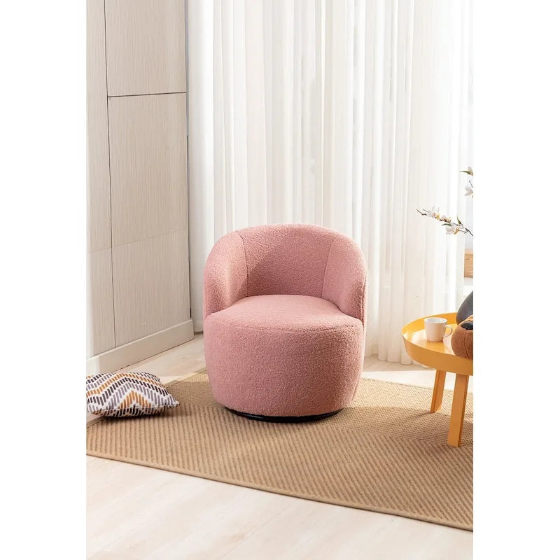Fauteuil d'appoint pivotant en tissu Teddy, fauteuil club